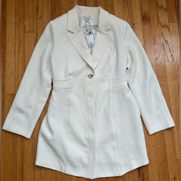 Current Air Jackets & Blazers - Current Air Los Angeles Ivory Cream Blazer Dress with Paisley Inside Detail Sz L